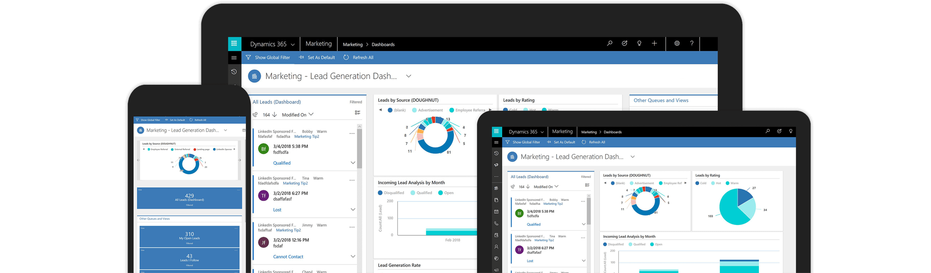 Vista multidispositivo de Dynamics 365 Marketing