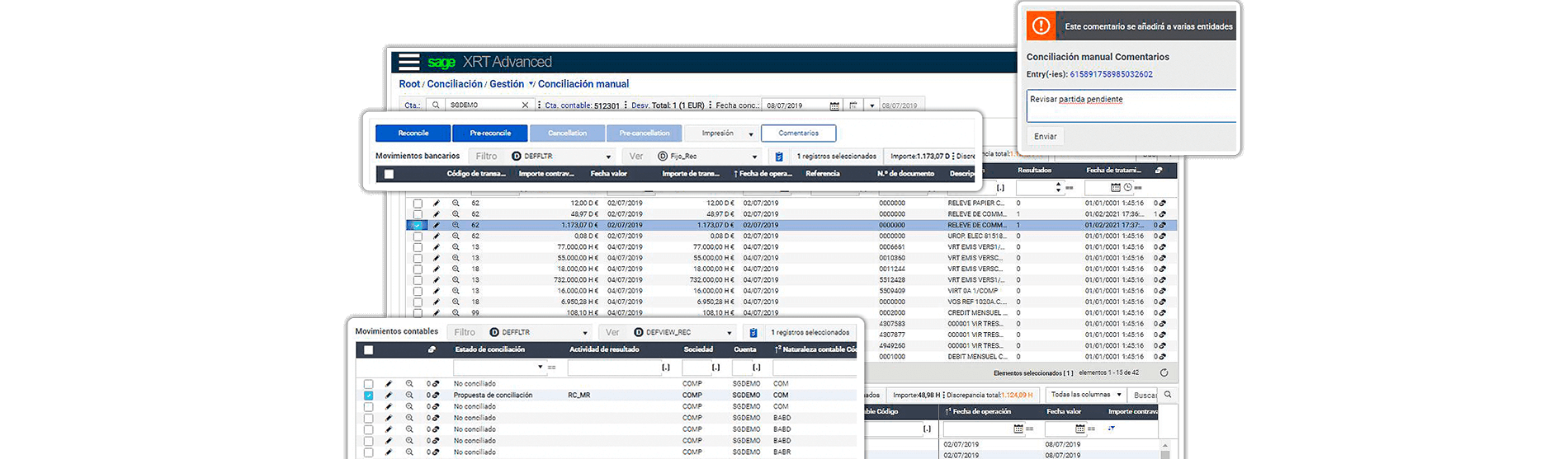 Movimientos contables y bancarios con Sage XRT