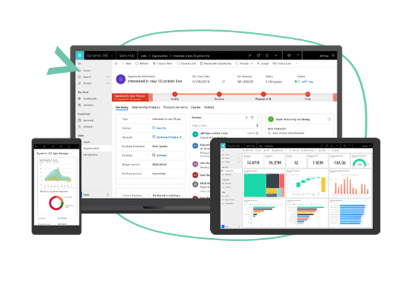 Interfaz Dynamics 365 Sales CRM Microsoft