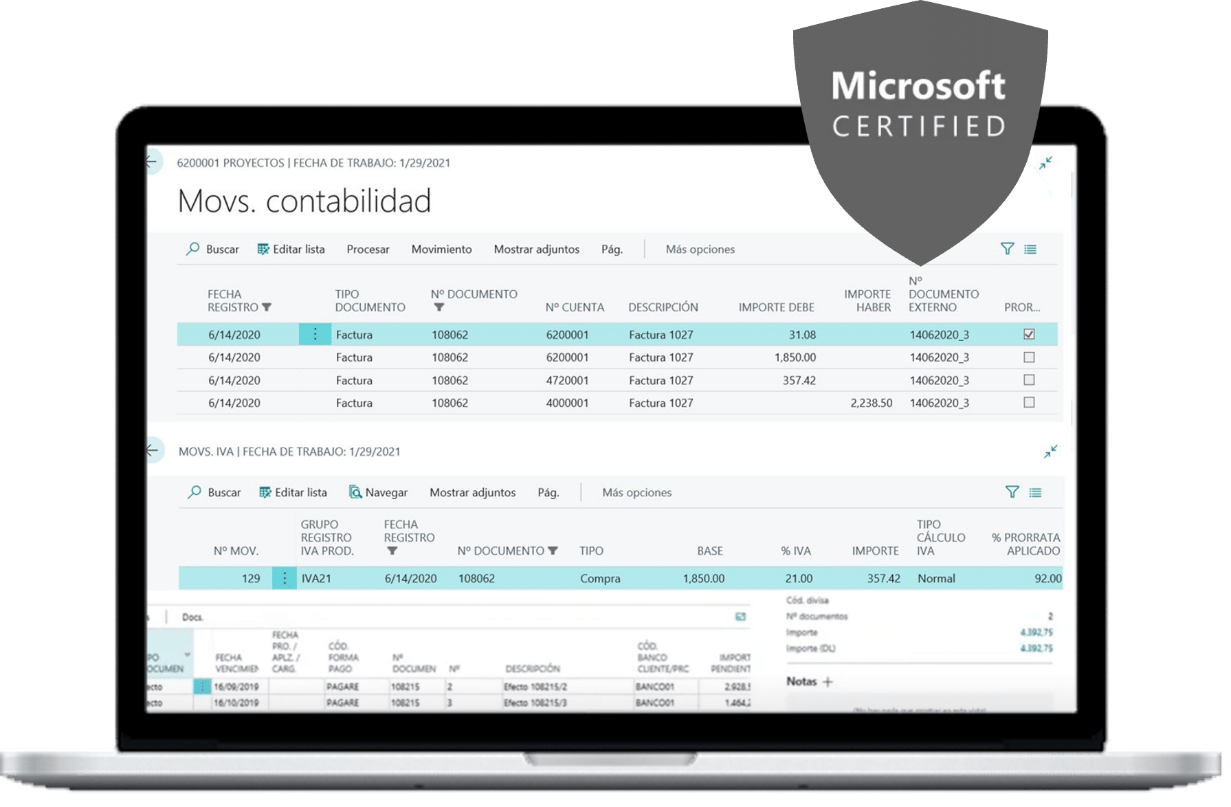 Módulo de gestión de prorrata en Business Central