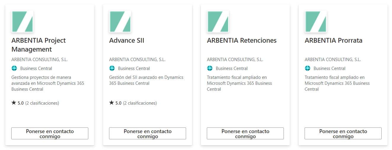 Soluciones de ARBENTIA en el AppSource de Microsoft