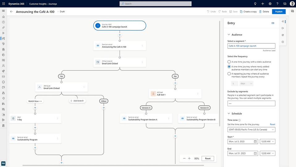 pantalla de customer insights journeys